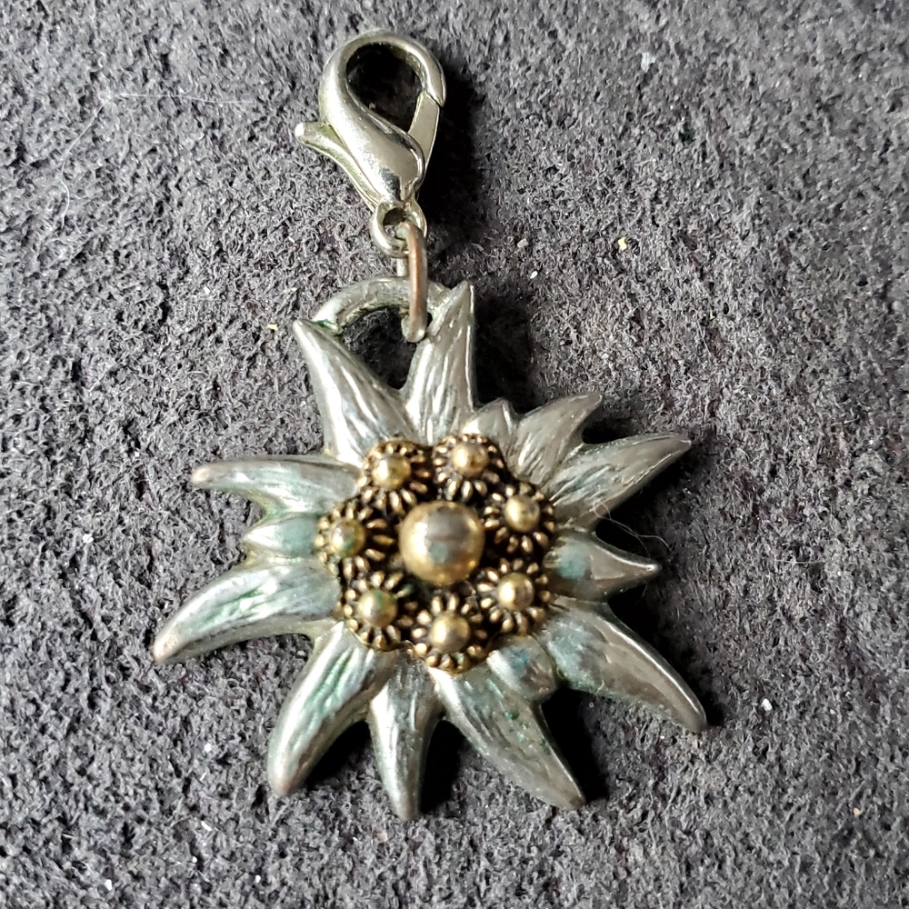 Antiqued Metal Edelweiss Flower Charm